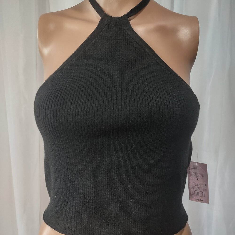 Wild Fable black knit halter top size L